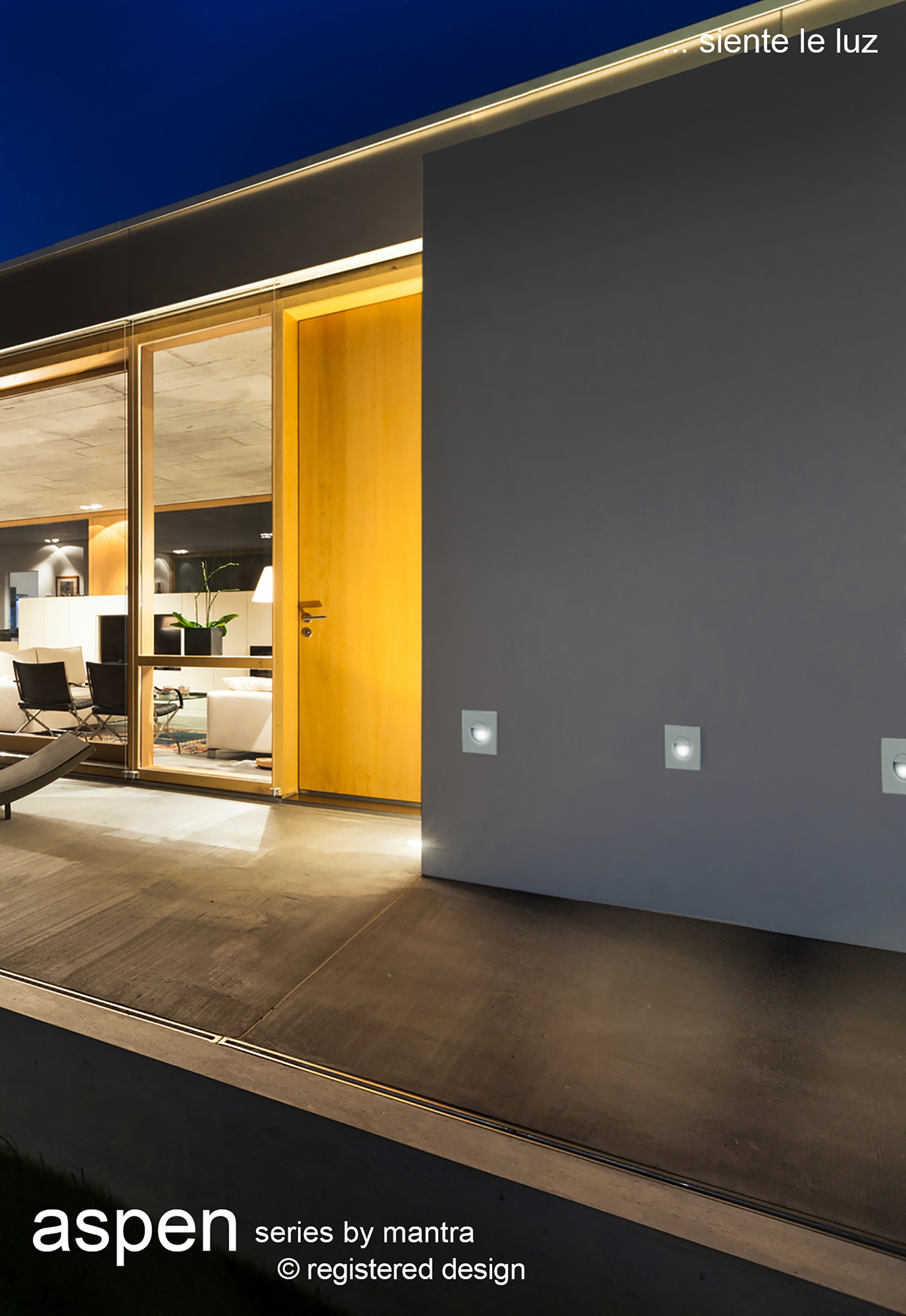 Aspen Sand White Exterior Lights Mantra Fusion Recessed Wall Lights
